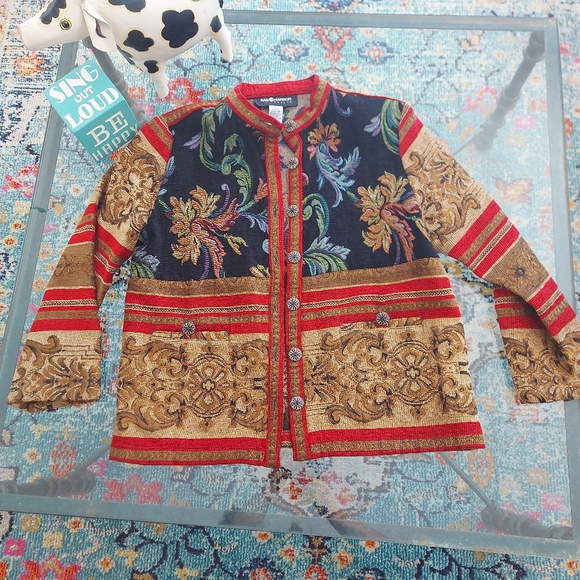 10P Sage Harbor Multi-colored Tapestry Jacket / Blazer - Picture 6 of 10